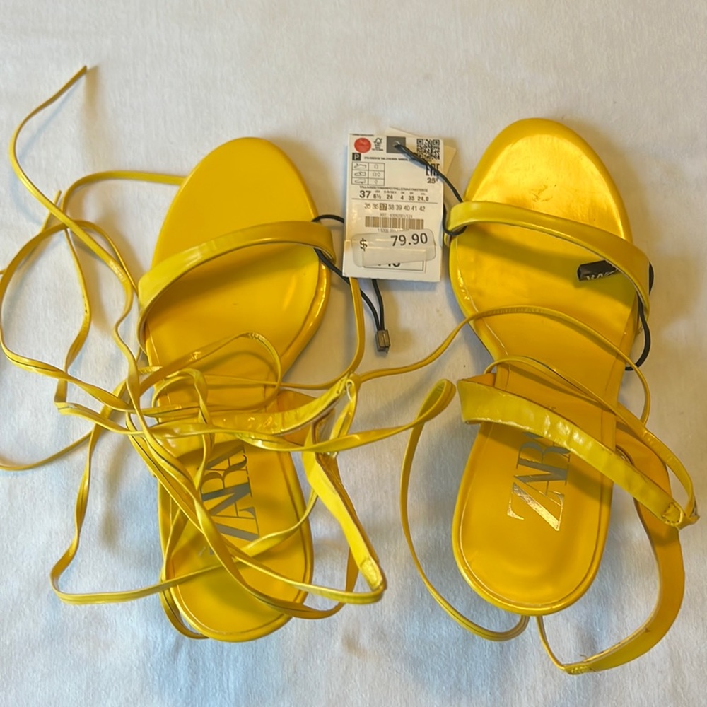 Zara leather strap up heeled sandals